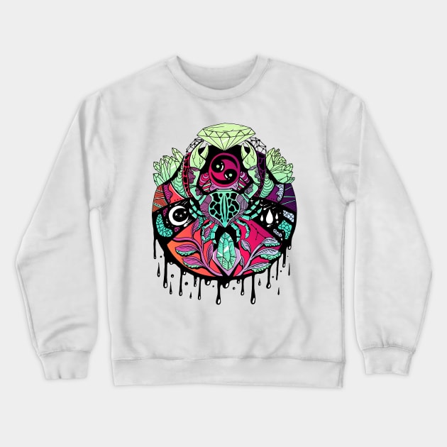 Red Blue Blend Mystic Cancer Zodiac Crewneck Sweatshirt by kenallouis